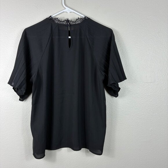 NEW Express Lace Collar Pleat Sleeve Black Blouse Size M Gothic Dreamcore - Picture 8 of 8
